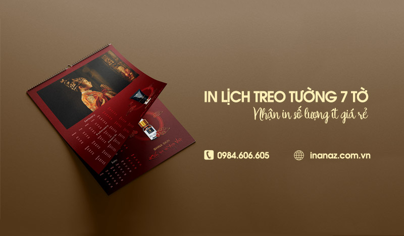 In lịch lò xo treo tường 7 tờ số lượng ít giá rẻ tại Hà Nội