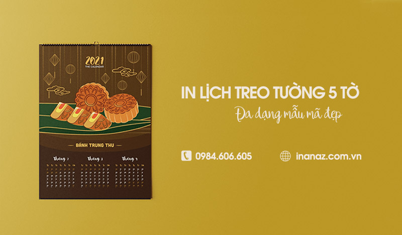 In lịch treo tường 5 tờ số lượng ít theo yêu cầu tại Hà Nội