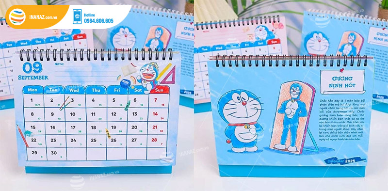 Những yếu tố quan trọng khi thiết kế lịch Tết để bàn Doraemon