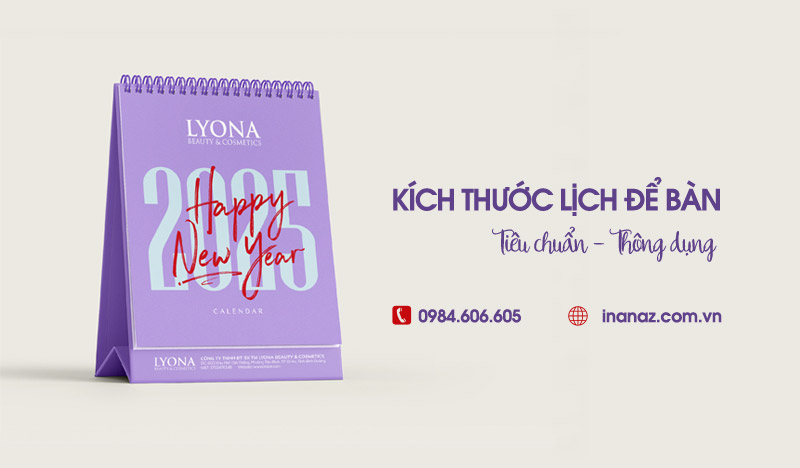 Kích thước lịch để bàn tiêu chuẩn theo từng loại