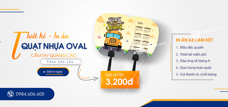 Xưởng in quạt nhựa hình Oval (bầu dục) theo yêu cầu