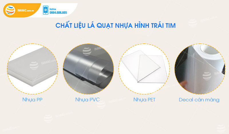 Lựa chọn chất liệu in quạt nhựa hình trái tim