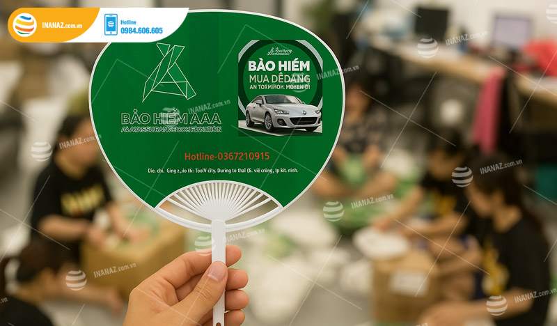 Mẫu quạt nhựa quảng cáo công ty bảo hiểm