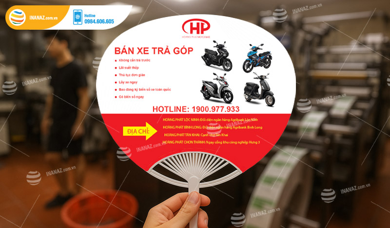 Mẫu quạt nhựa nan hoa cầm tay quảng cáo