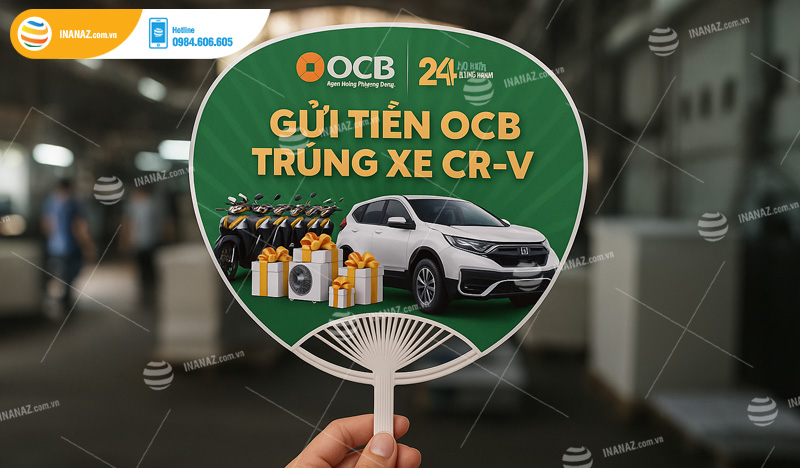 Mẫu quạt nhựa quảng cáo ngân hàng