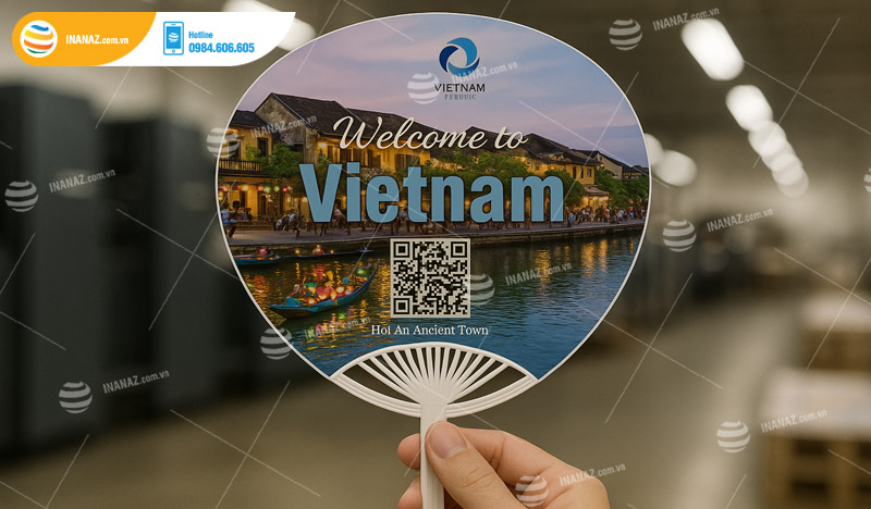 Thiết kế nội dung in mẫu quạt nhựa quảng cáo cho công ty du lịch gồm những gì?