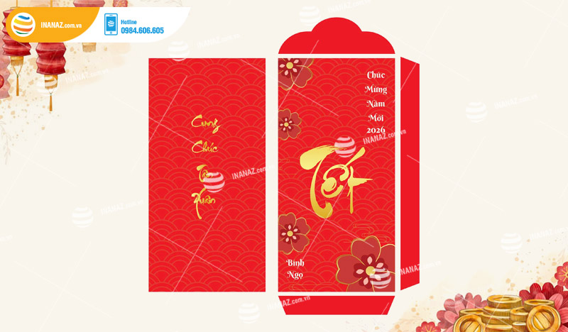 Mẫu bao lì xì Tết Bính Ngọ 2026