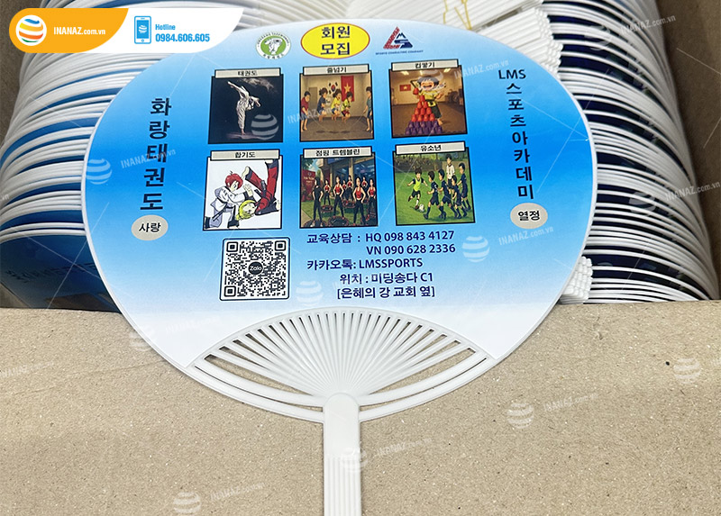 Mẫu quạt nhựa cầm tay Trung tâm võ thuật LMS