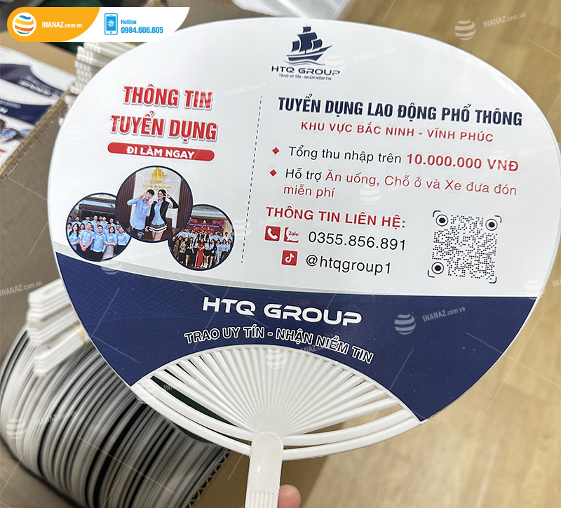Mẫu quạt nhựa quảng cáo công ty HTQ Group