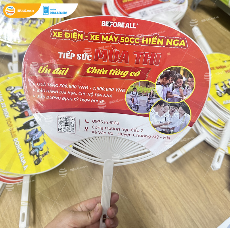Mẫu quạt nhựa quảng cáo thương hiệu xe điện Before All