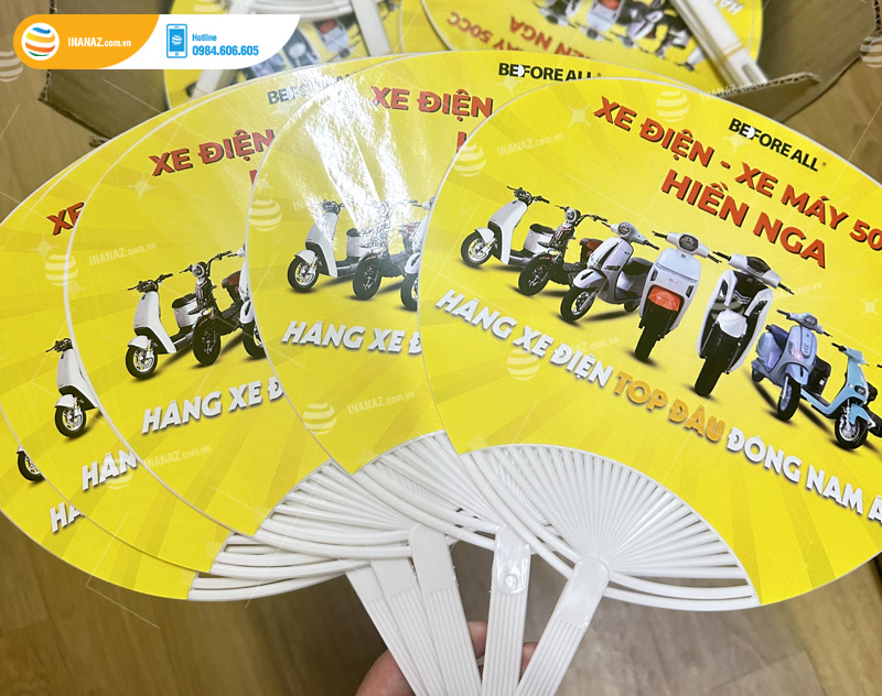 Mẫu quạt nhựa quảng cáo thương hiệu xe điện Before All