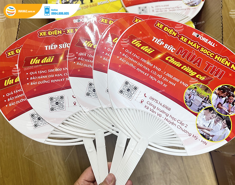 Mẫu quạt nhựa quảng cáo thương hiệu xe điện Before All