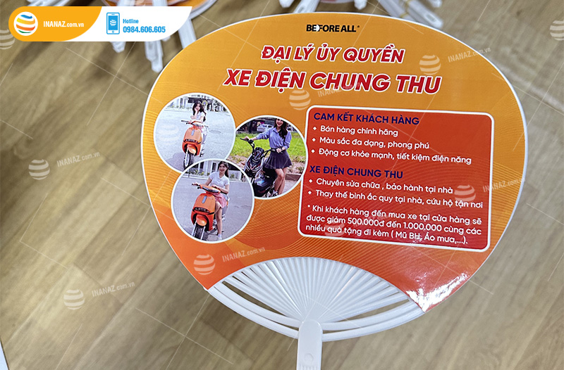 Mẫu quạt nhựa quảng cáo thương hiệu xe điện Before All