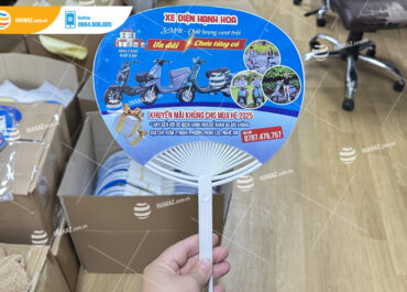 Mẫu quạt nhựa quảng cáo xe điện Hạnh Hoa
