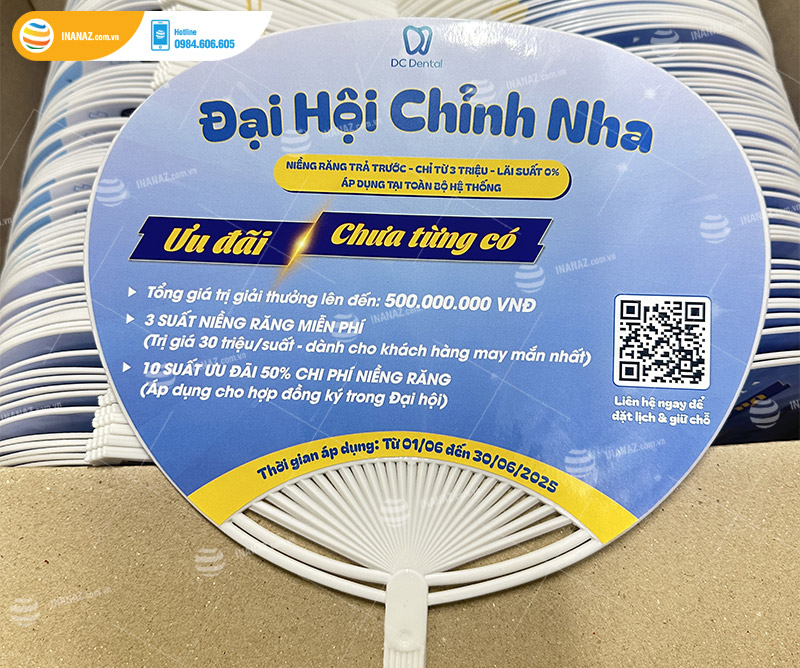 Mẫu quạt nhựa quảng cáo nha khoa DC Dental